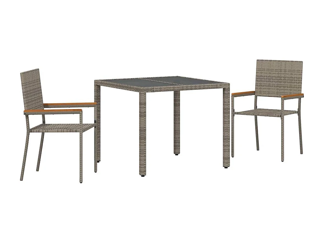 Ensemble de salle à manger pour jardin 3 pcs Gris, Marron
