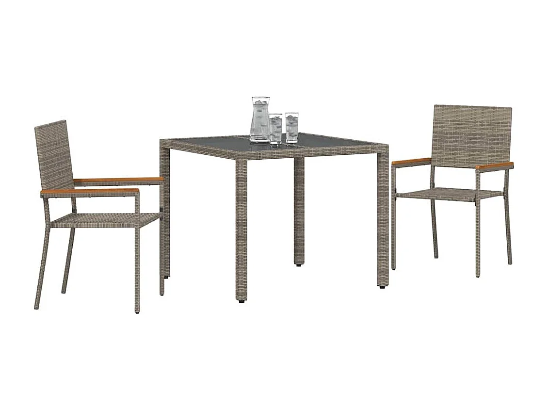Ensemble de salle à manger pour jardin 3 pcs Gris, Marron