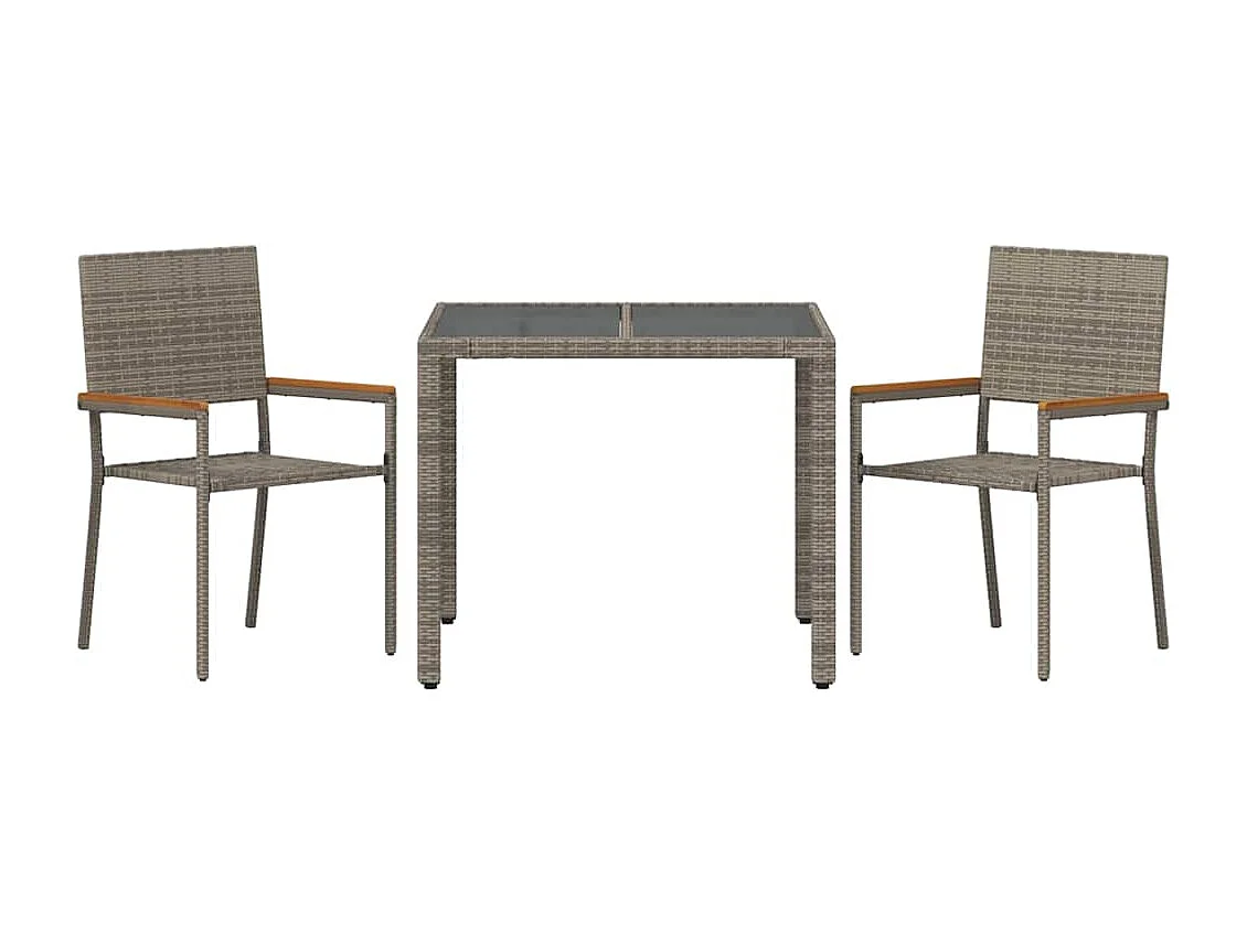Ensemble de salle à manger pour jardin 3 pcs Gris, Marron