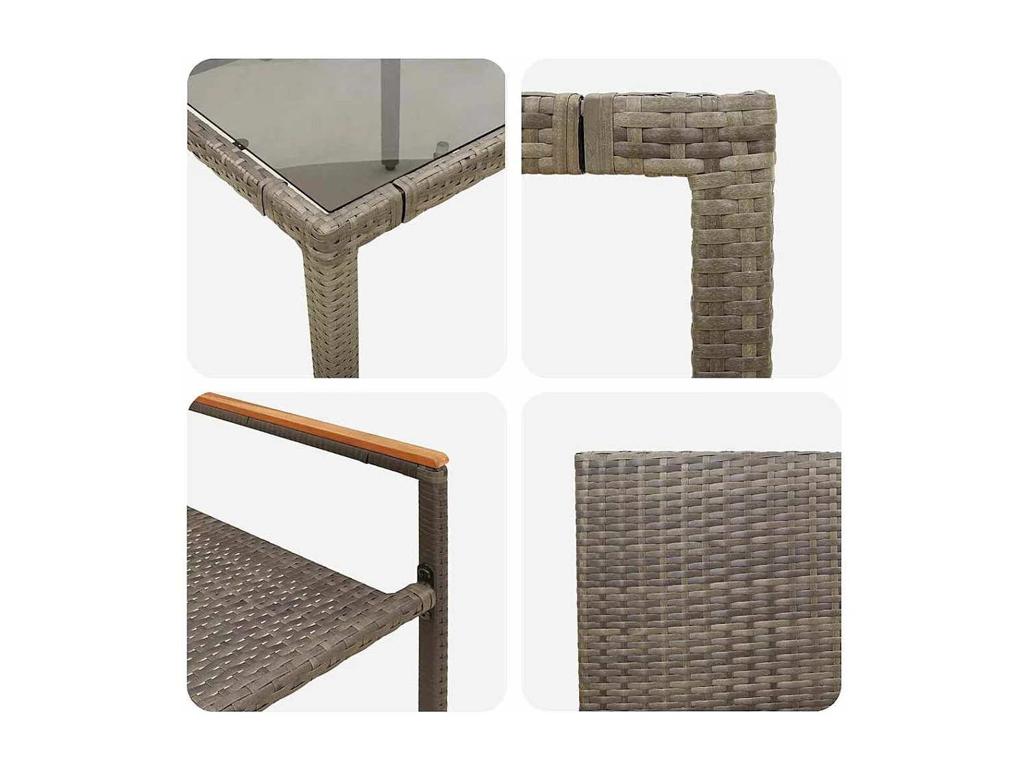 Ensemble de salle à manger pour jardin 3 pcs Gris, Marron