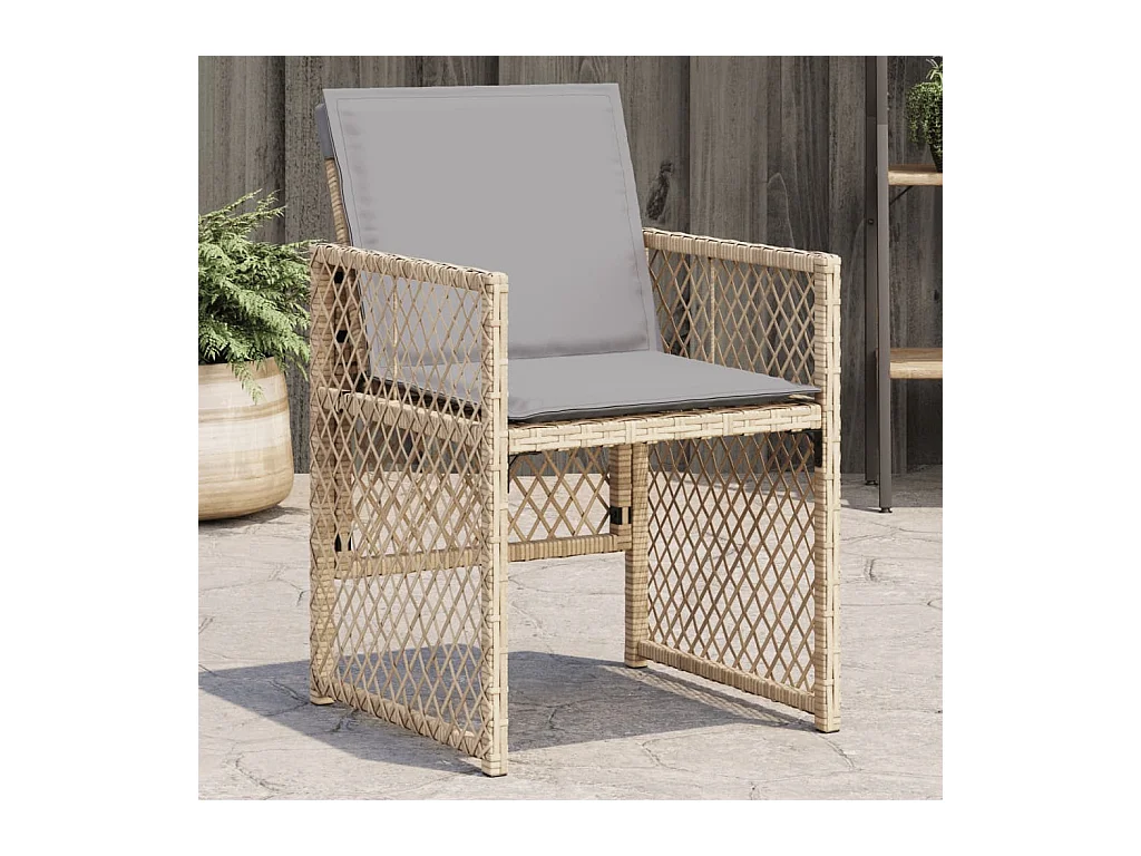 Set di 4 sedie da giardino con cuscini beige mix