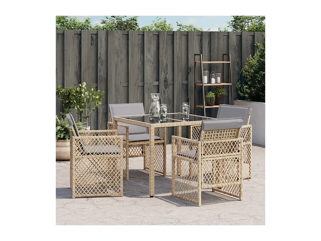 Set di 4 sedie da giardino con cuscini beige mix