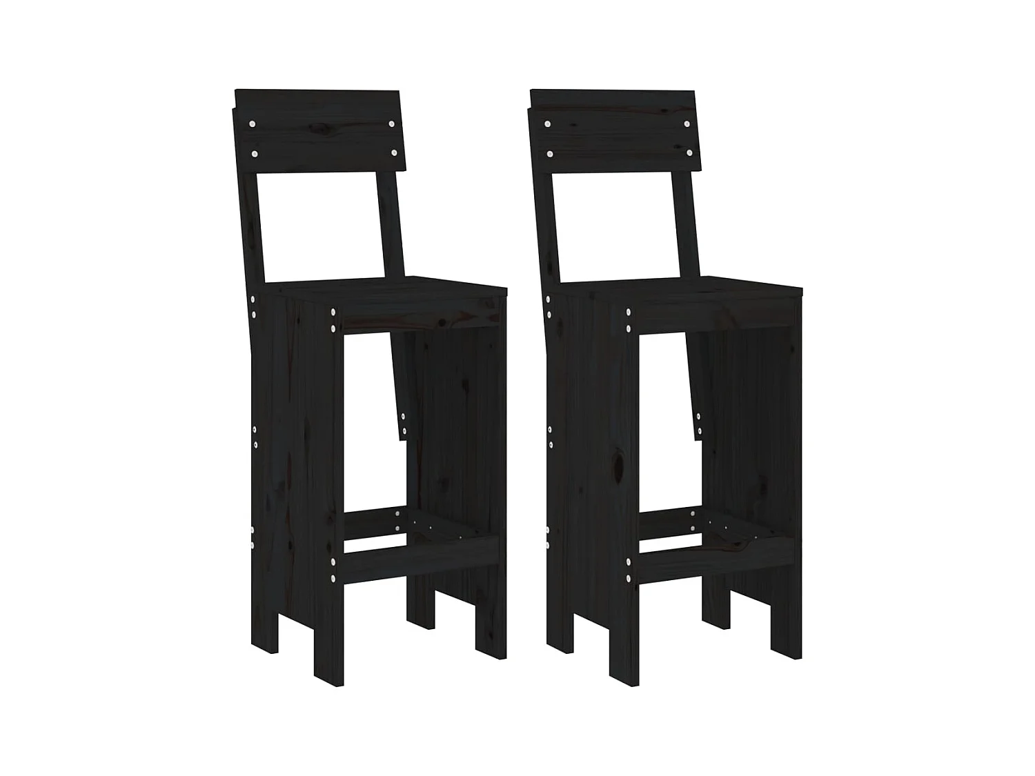 Tabourets de bar lot de 2 noir 40x48,5x115,5 cm bois massif pin