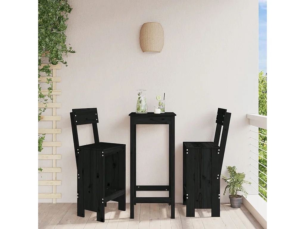 Tabourets de bar lot de 2 noir 40x48,5x115,5 cm bois massif pin