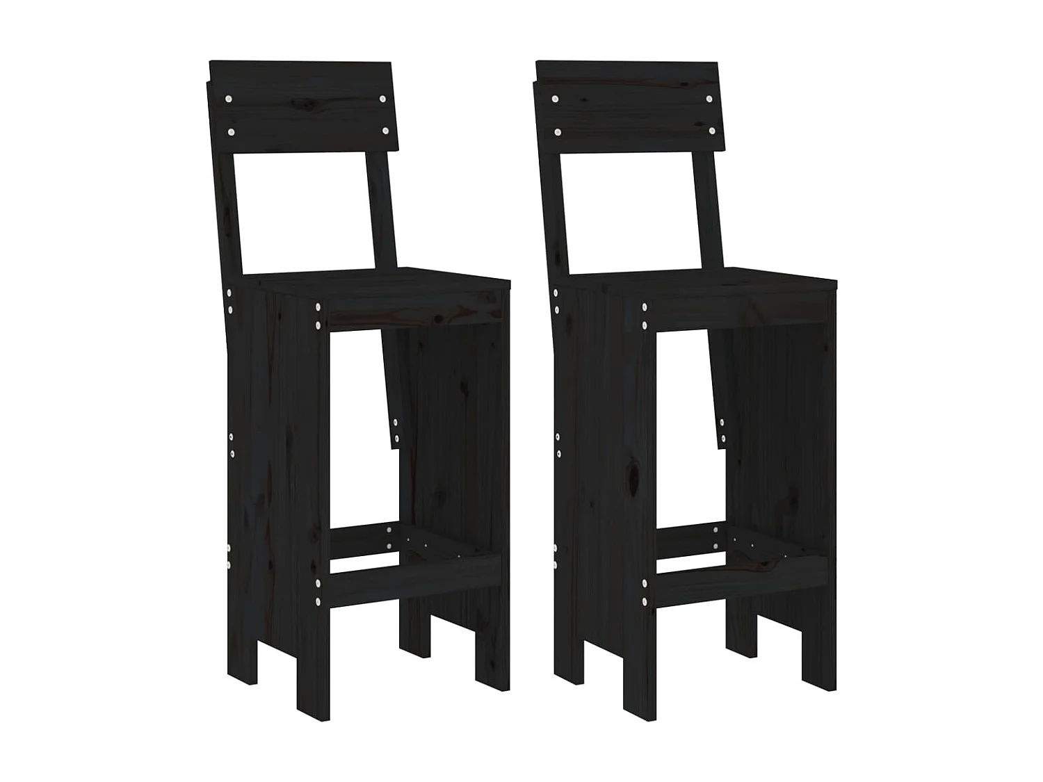 Tabourets de bar lot de 2 noir 40x48,5x115,5 cm bois massif pin