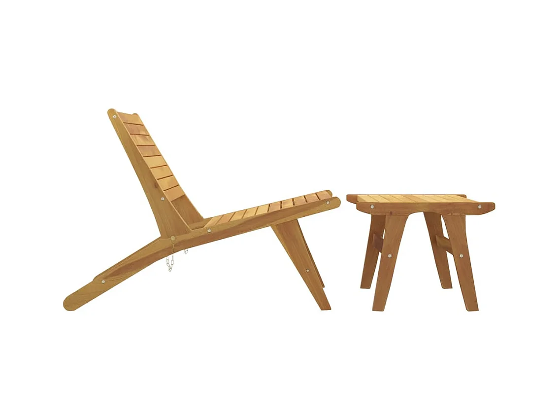 Sedia da giardino con poggiapiedi in legno massello di teak