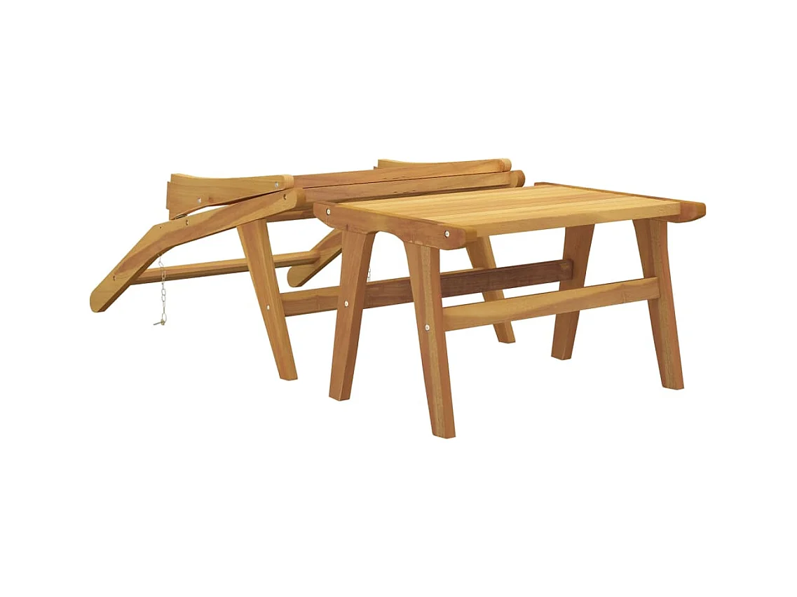 Sedia da giardino con poggiapiedi in legno massello di teak