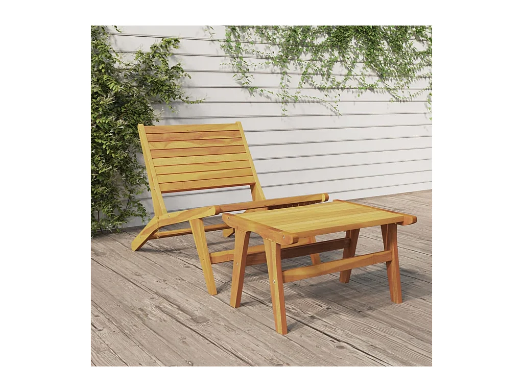 Chaise de jardin avec repose-pieds Bois de teck solide