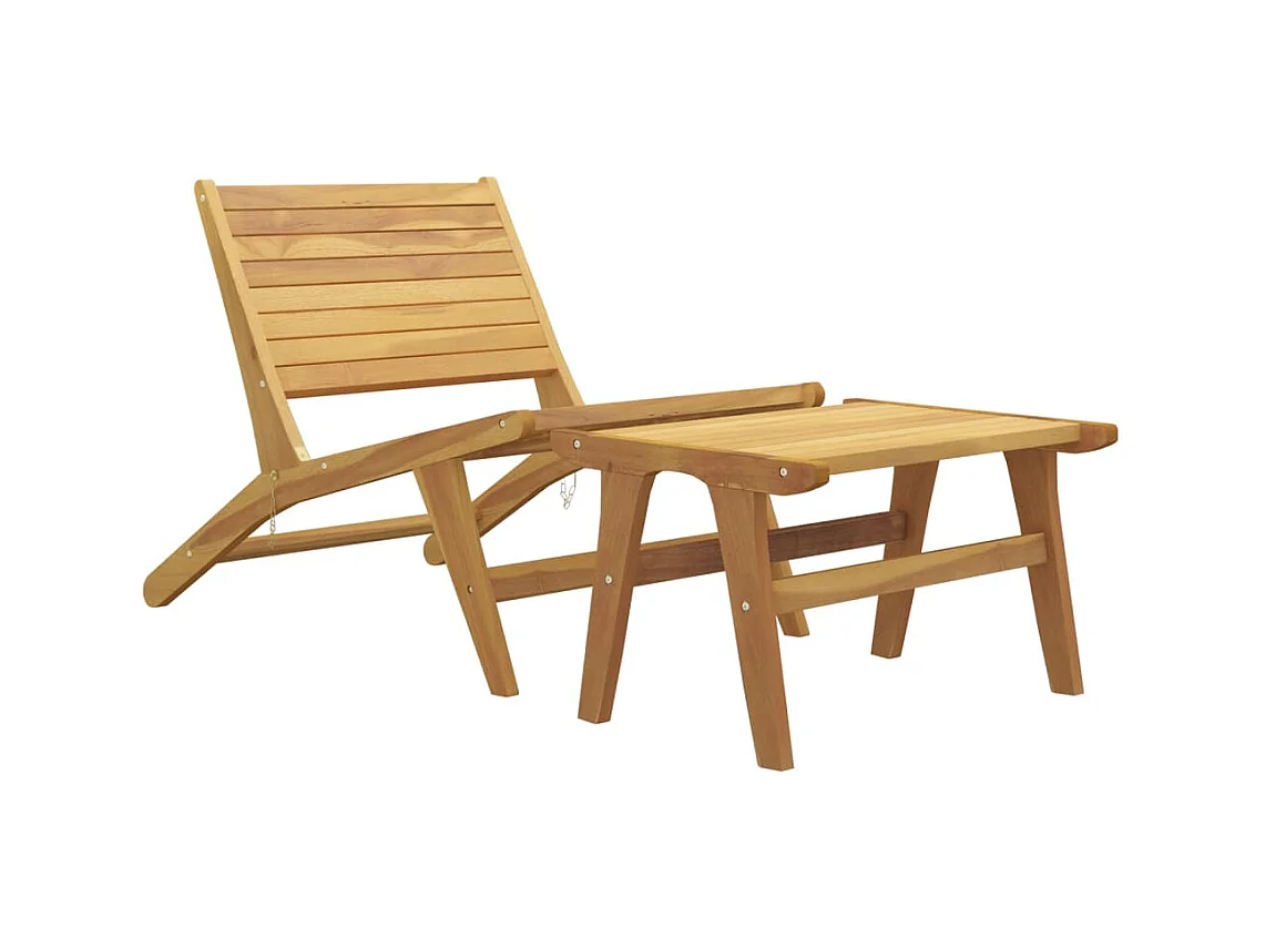 Chaise de jardin avec repose-pieds Bois de teck solide