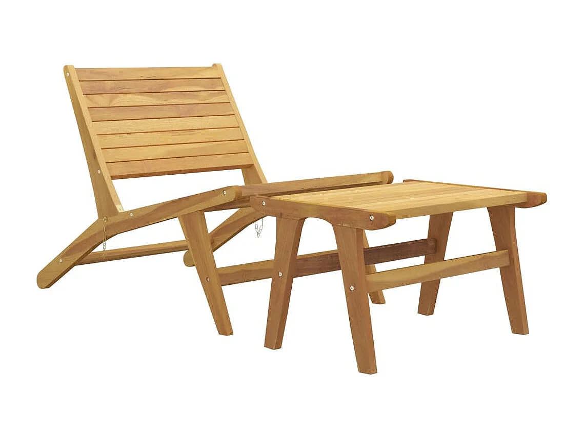 Chaise de jardin avec repose-pieds Bois de teck solide