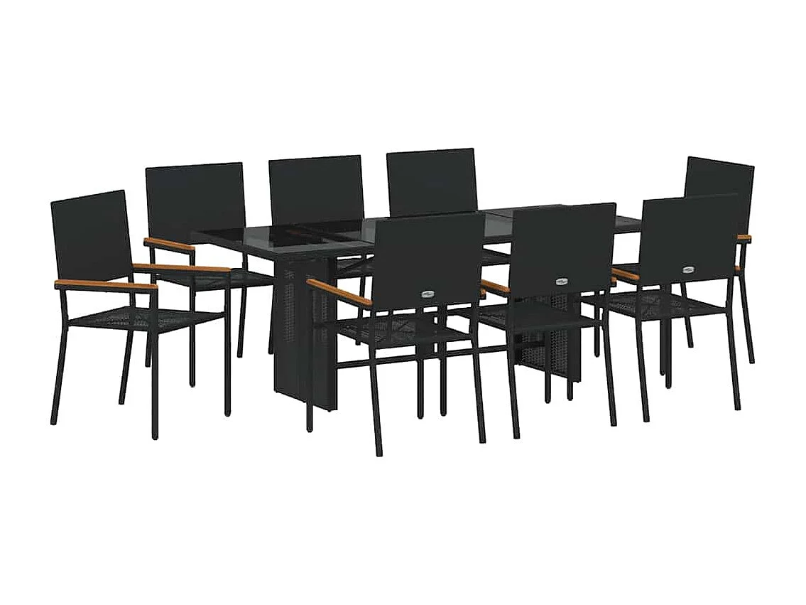 Ensemble de salle à manger pour jardin 9 pcs Noir