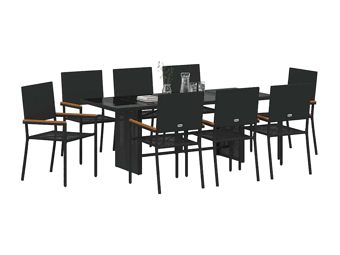 Ensemble de salle à manger pour jardin 9 pcs Noir