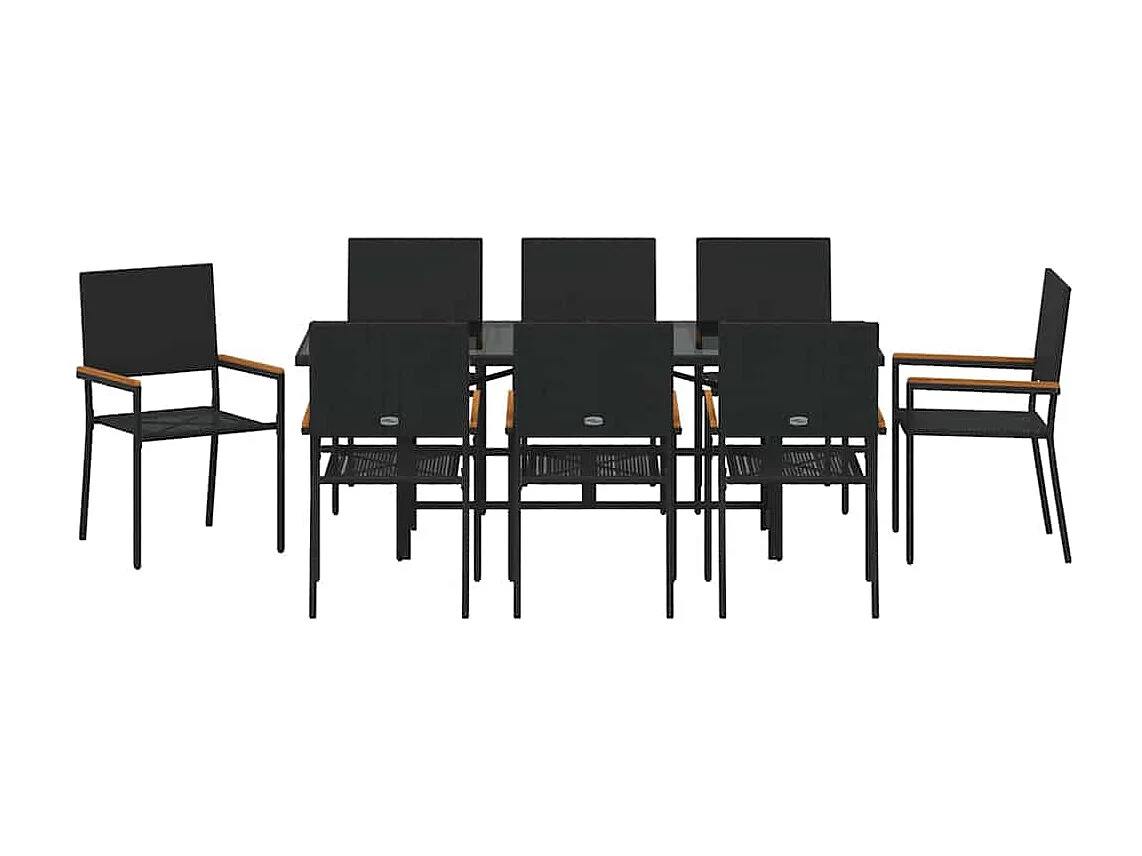 Ensemble de salle à manger pour jardin 9 pcs Noir