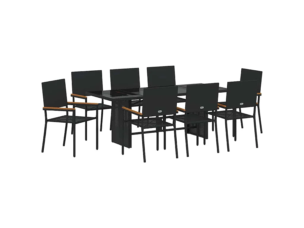 Set da pranzo da giardino 9 pezzi nero