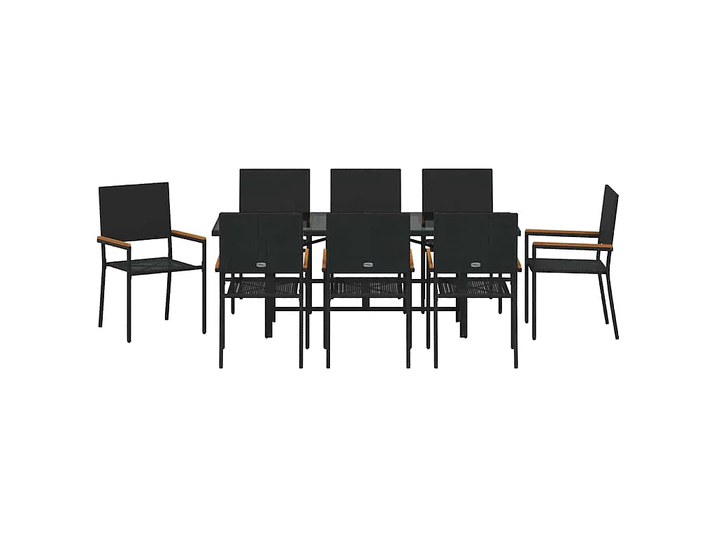 Set da pranzo da giardino 9 pezzi nero