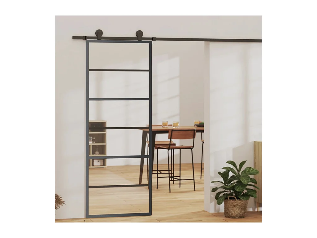 Schiebetür und Beschlag ESG Glas/Aluminium 76x205cm