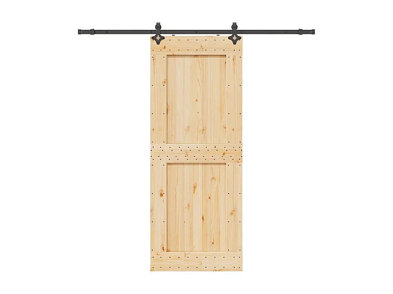 Kit porta scorrevole e ferramenta 90x210 cm in pino massello