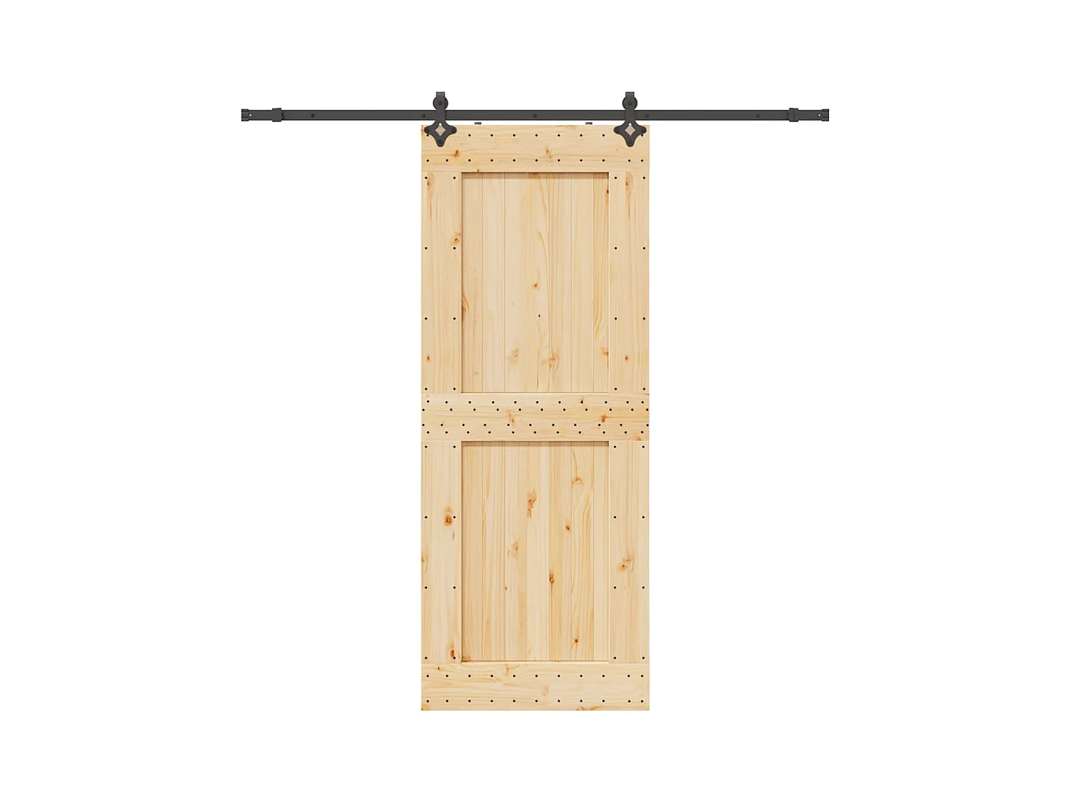 Porte coulissante et kit de quincaillerie 90x210 cm pin massif