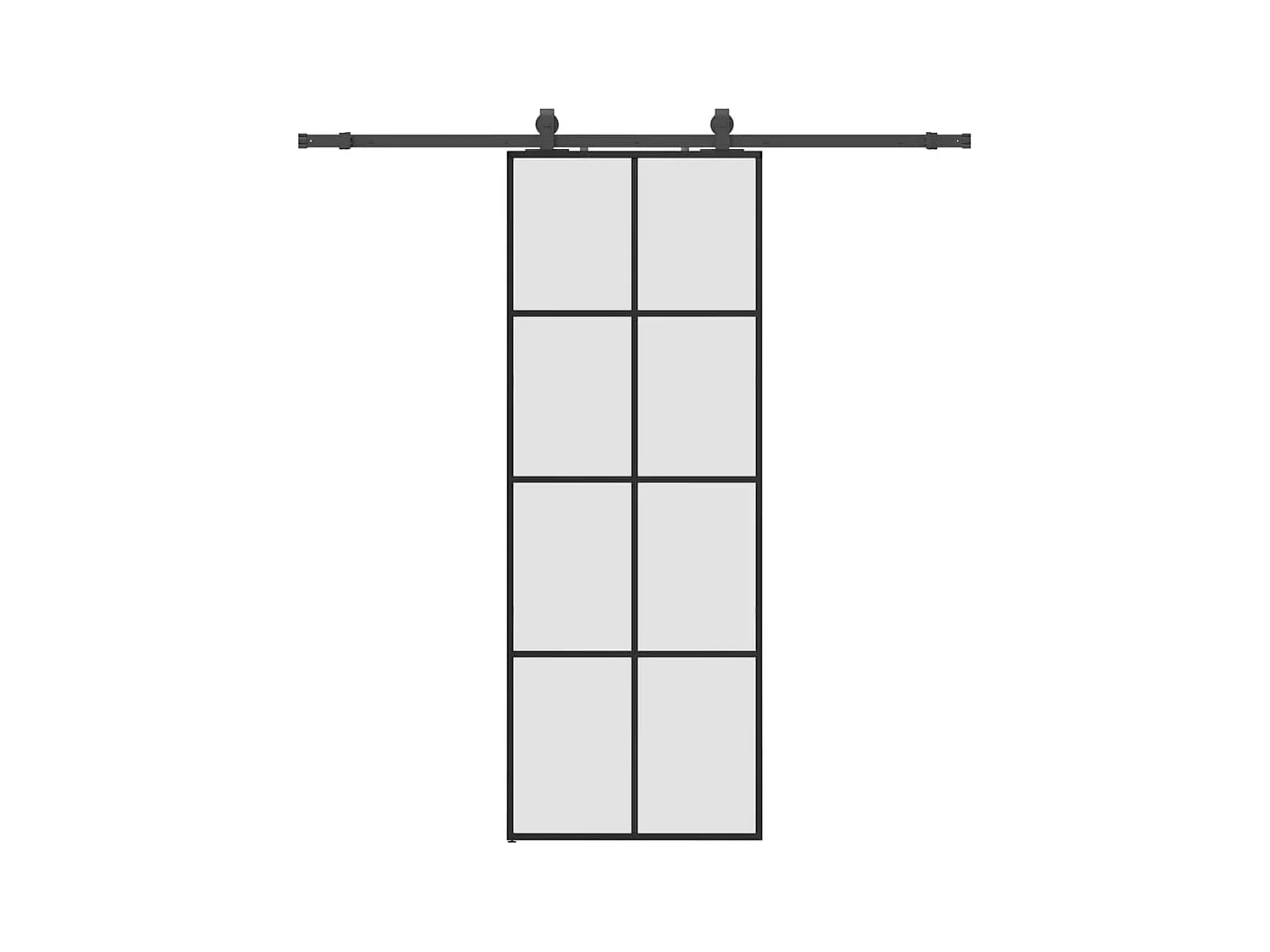 Schuifdeurbeslagset zwart 76x205 cm ESG-glas