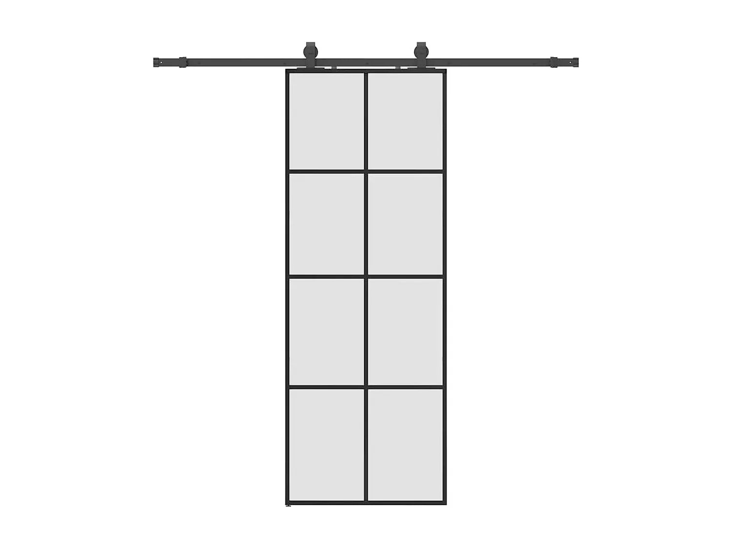 Porte coulissante kit de quincaillerie noir 76x205 cm verre ESG