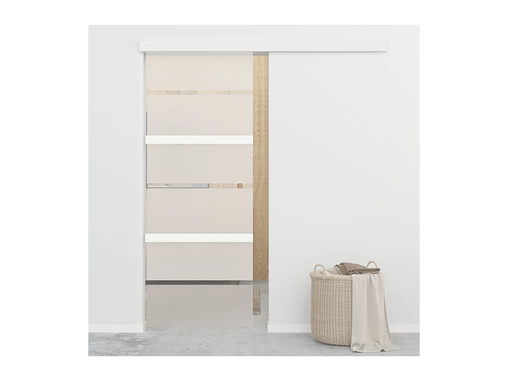 Porta scorrevole con fermi ammortizzati vetro ESG alluminio 76x205 cm