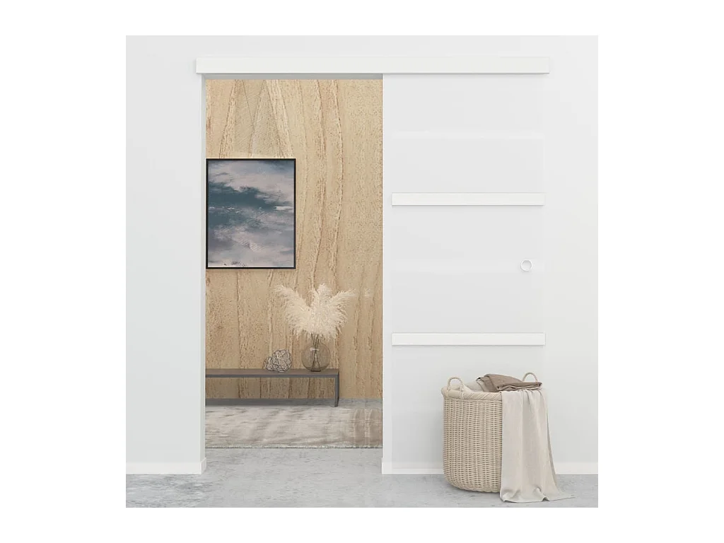 Porta scorrevole con fermi ammortizzati vetro ESG alluminio 76x205 cm