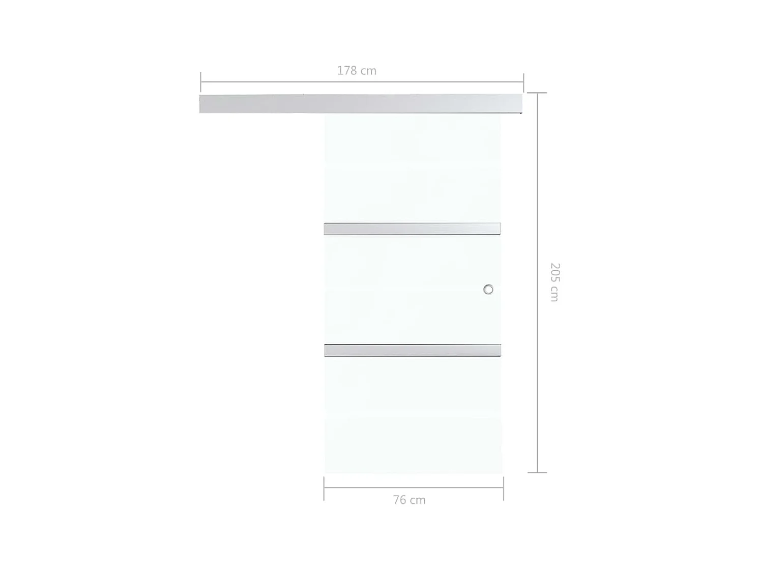 Porta scorrevole con fermi ammortizzati vetro ESG alluminio 76x205 cm