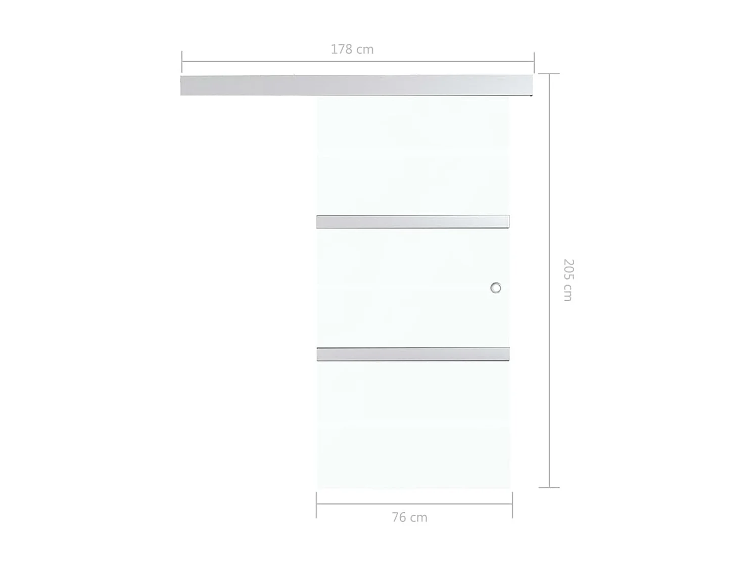 Porte coulissante butées souples Verre ESG aluminium 76x205 cm