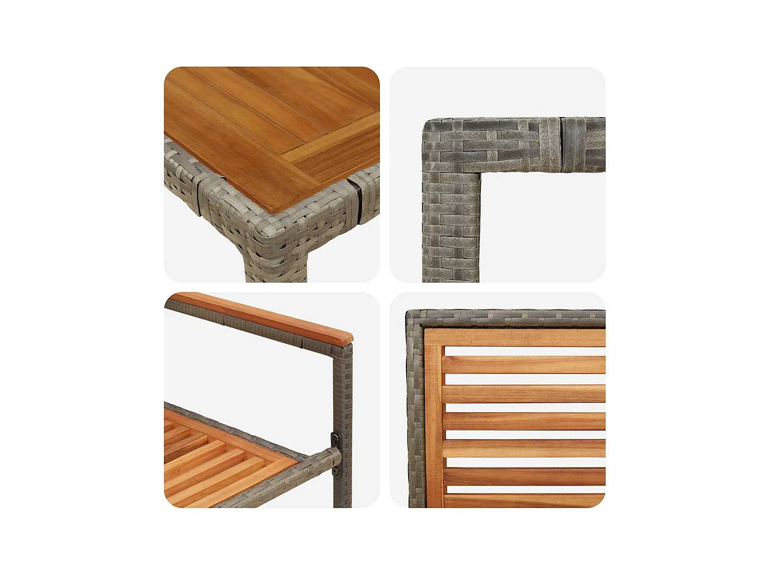 3-delige tuinset, grijs