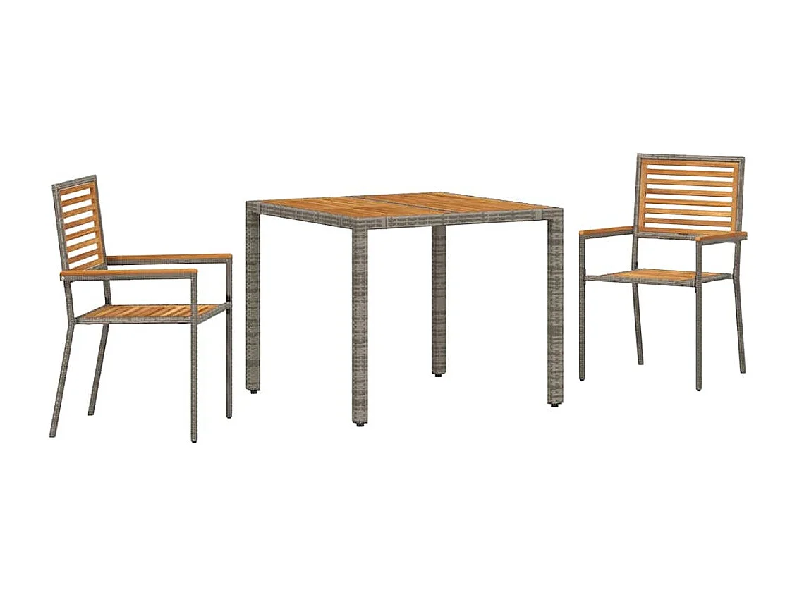 Ensemble de salle à manger pour jardin 3 pcs Gris