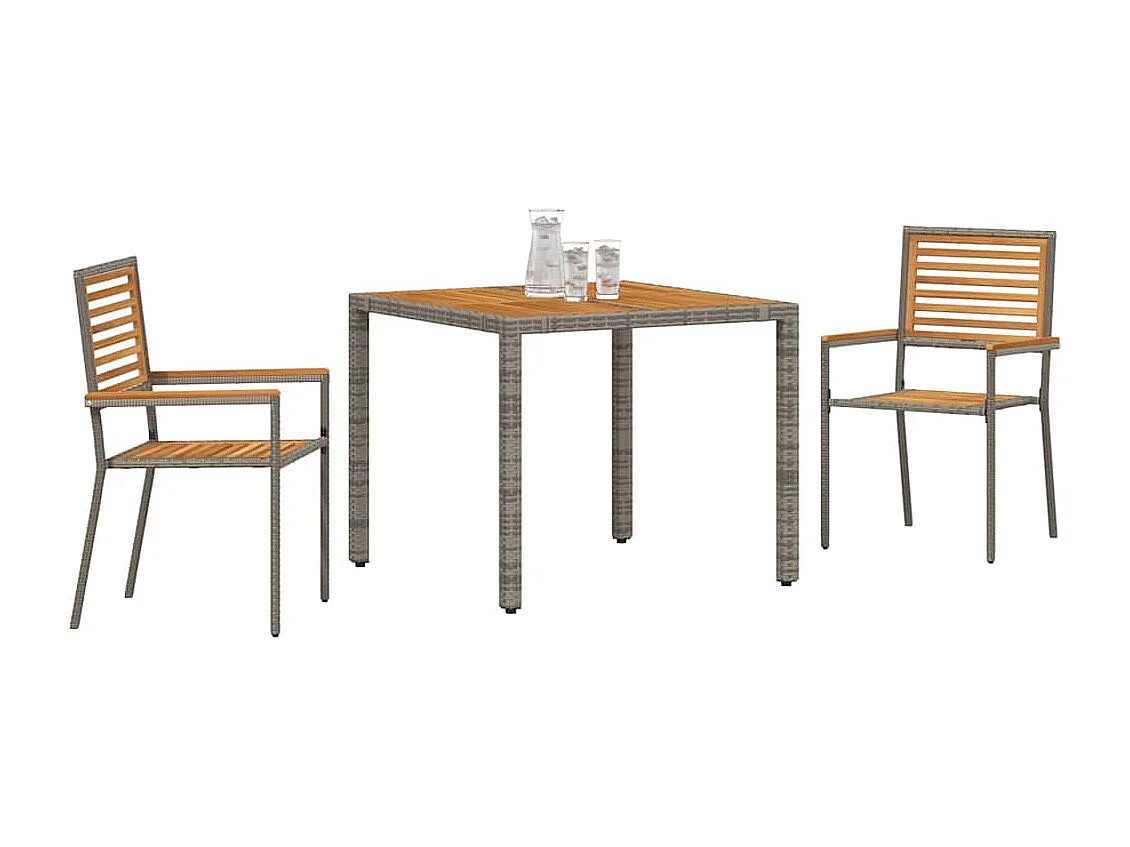 Ensemble de salle à manger pour jardin 3 pcs Gris