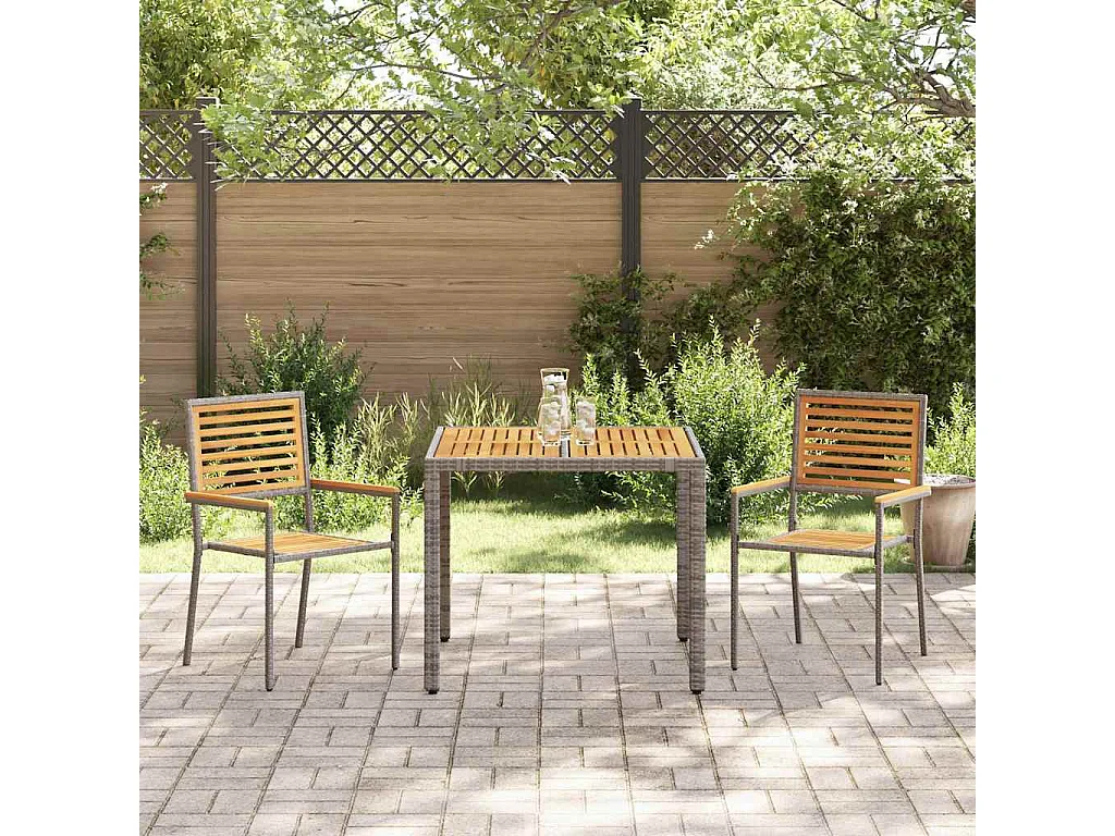 Ensemble de salle à manger pour jardin 3 pcs Gris