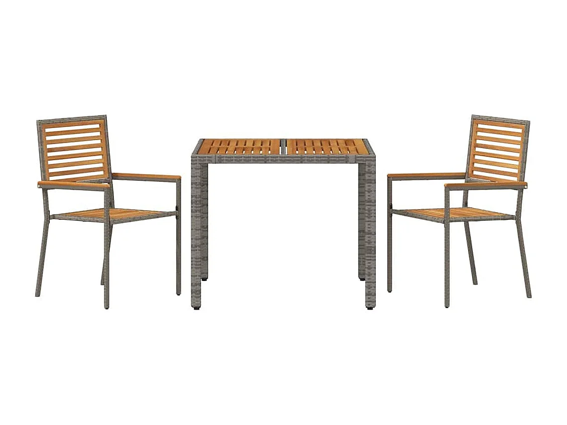 Ensemble de salle à manger pour jardin 3 pcs Gris