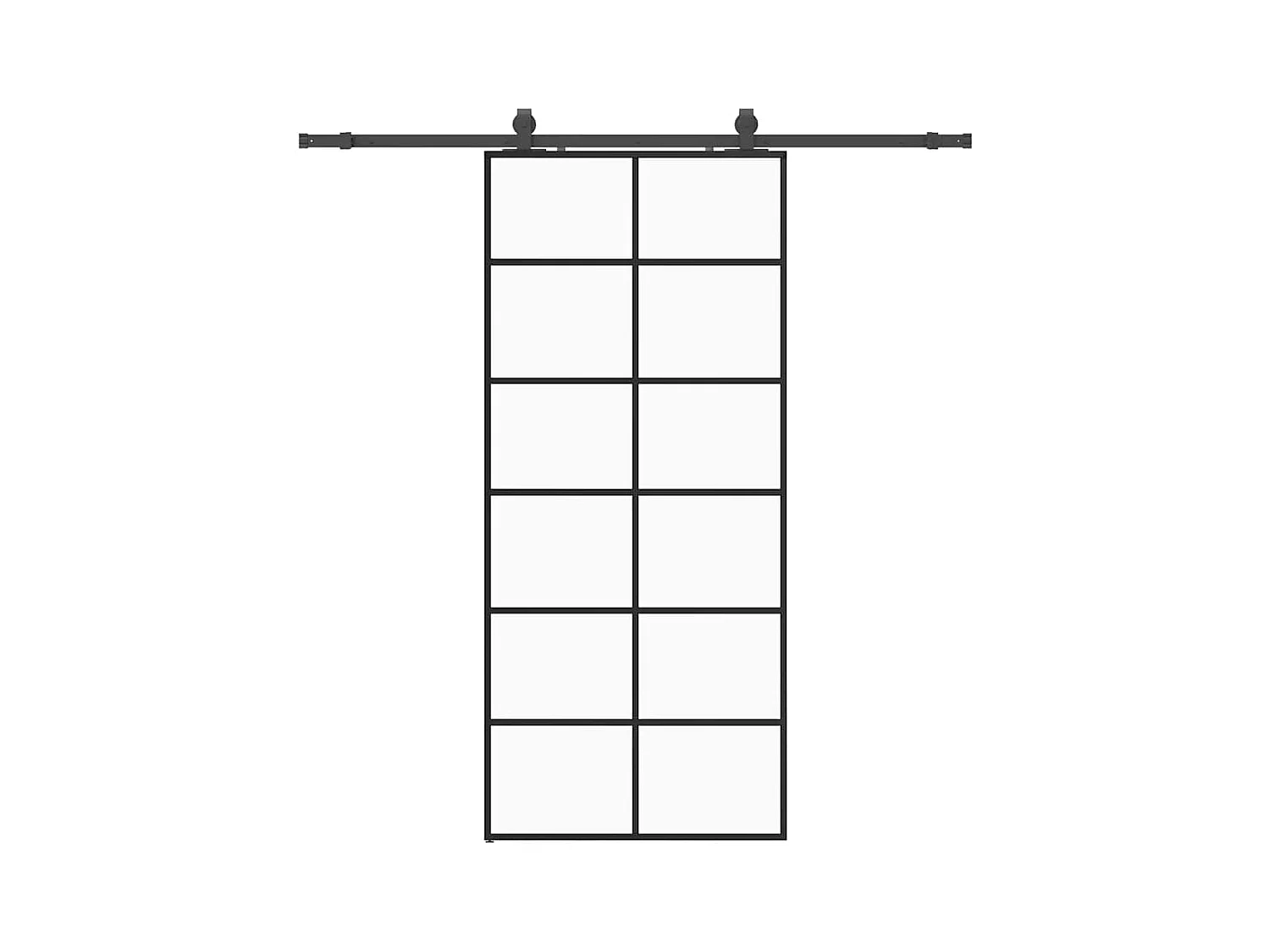 Porte coulissante kit de quincaillerie noir 90x205 cm verre ESG