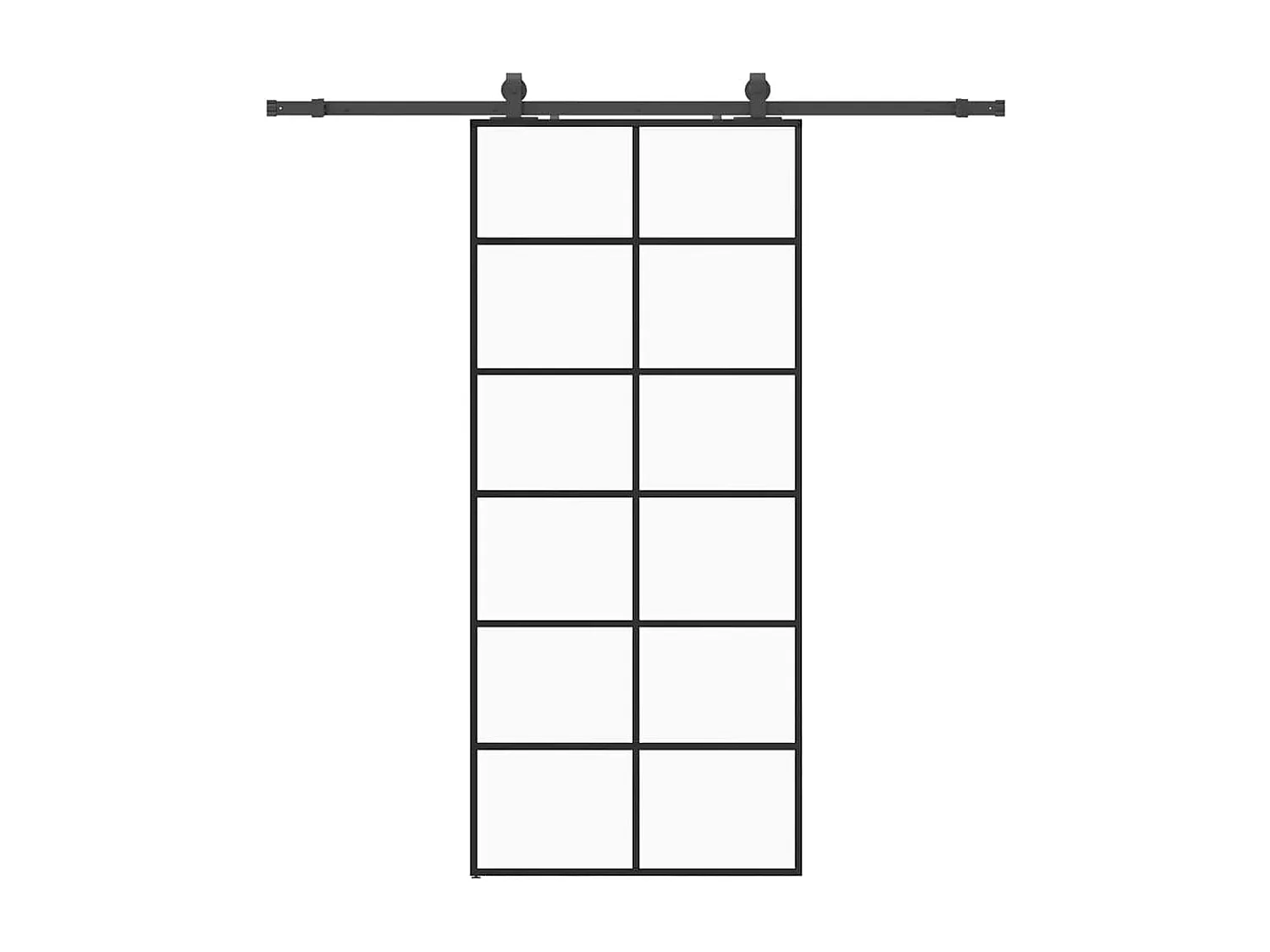 Porte coulissante kit de quincaillerie noir 90x205 cm verre ESG