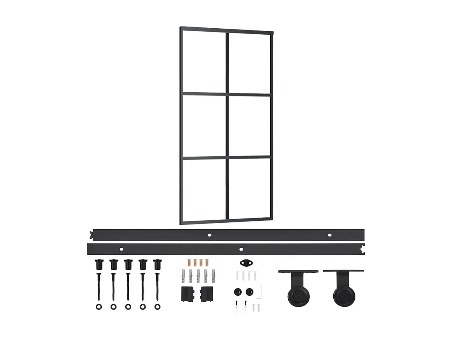 Schuifdeur en hang- en sluitwerk Glas en aluminium 102x205cm