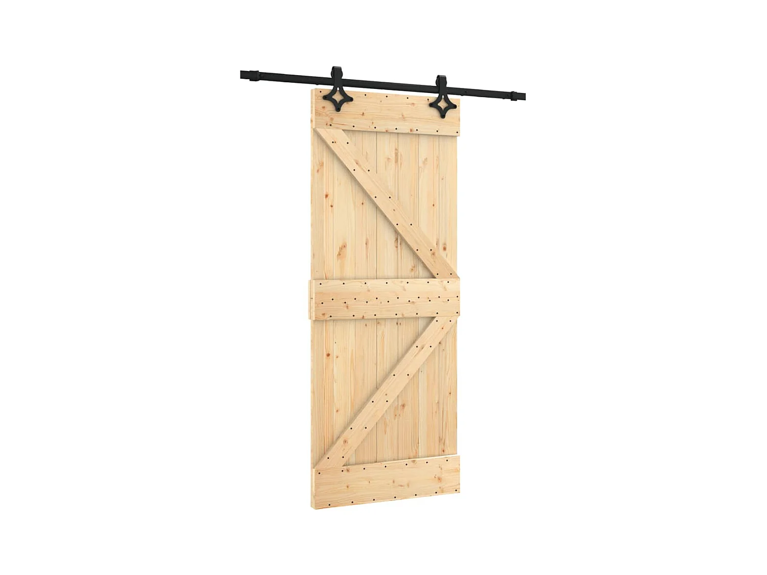 Schuifdeur en beslagset 85x210 cm massief grenen