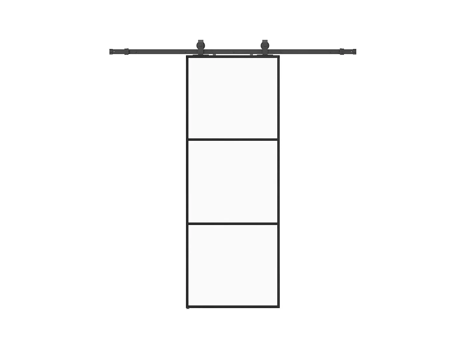 Porte coulissante kit de quincaillerie noir 76x205 cm verre ESG