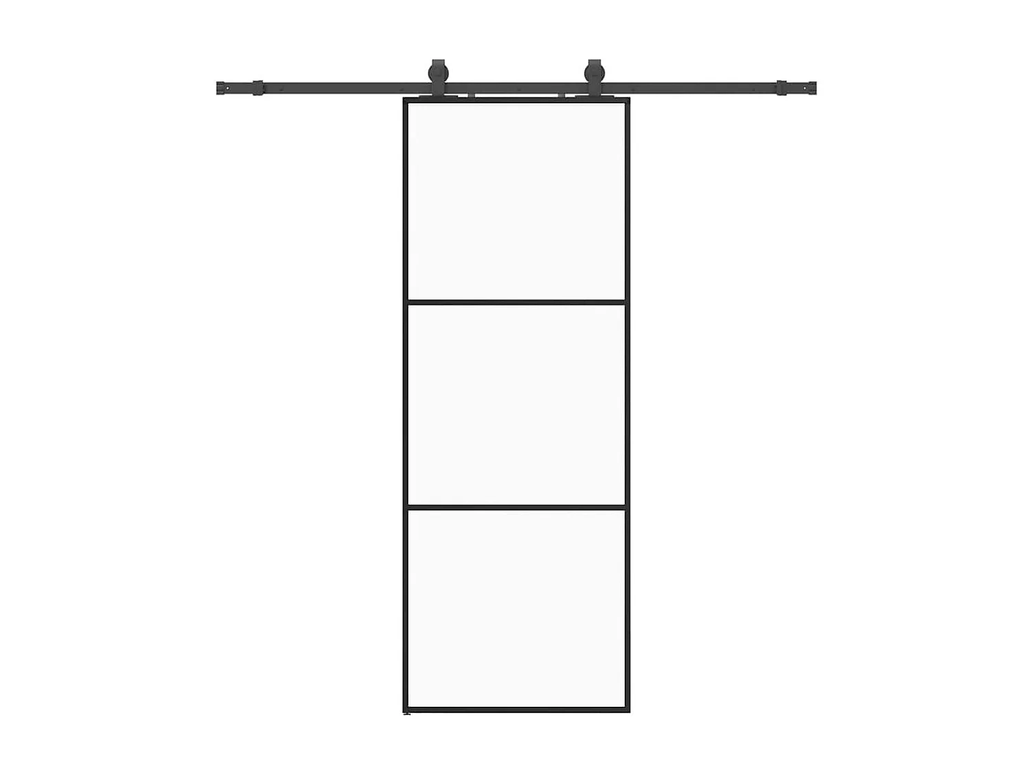 Schuifdeurbeslagset zwart 76x205 cm ESG-glas
