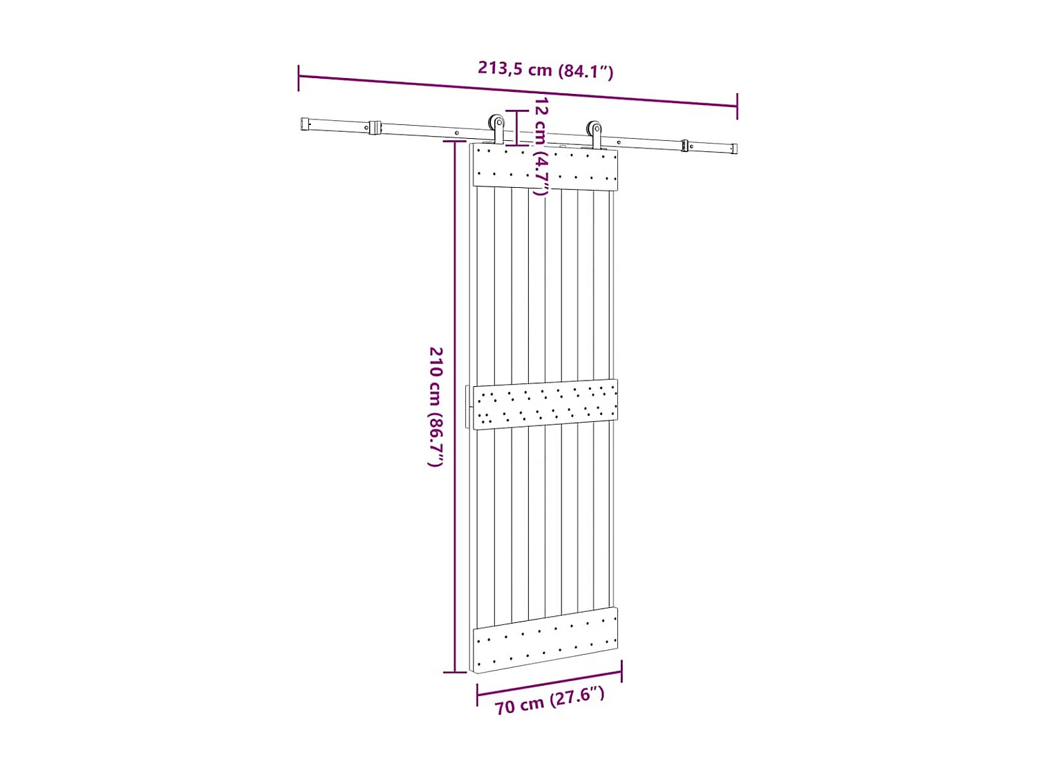 Kit puerta corredera y herrajes 70x210 cm pino macizo