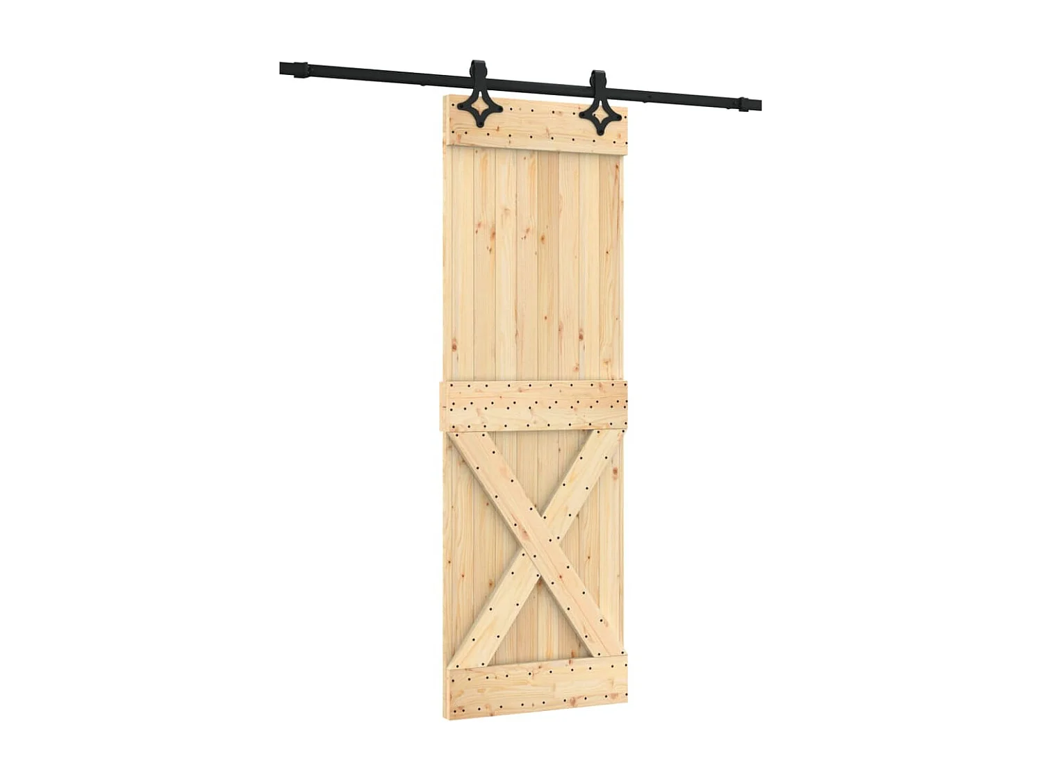 Porte coulissante et kit de quincaillerie 70x210 cm pin massif