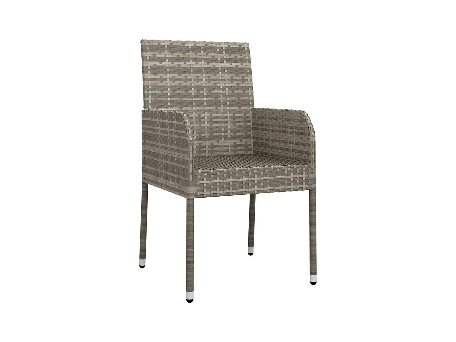 Chaises de jardin avec coussins lot de 4 Résine tressée Gris