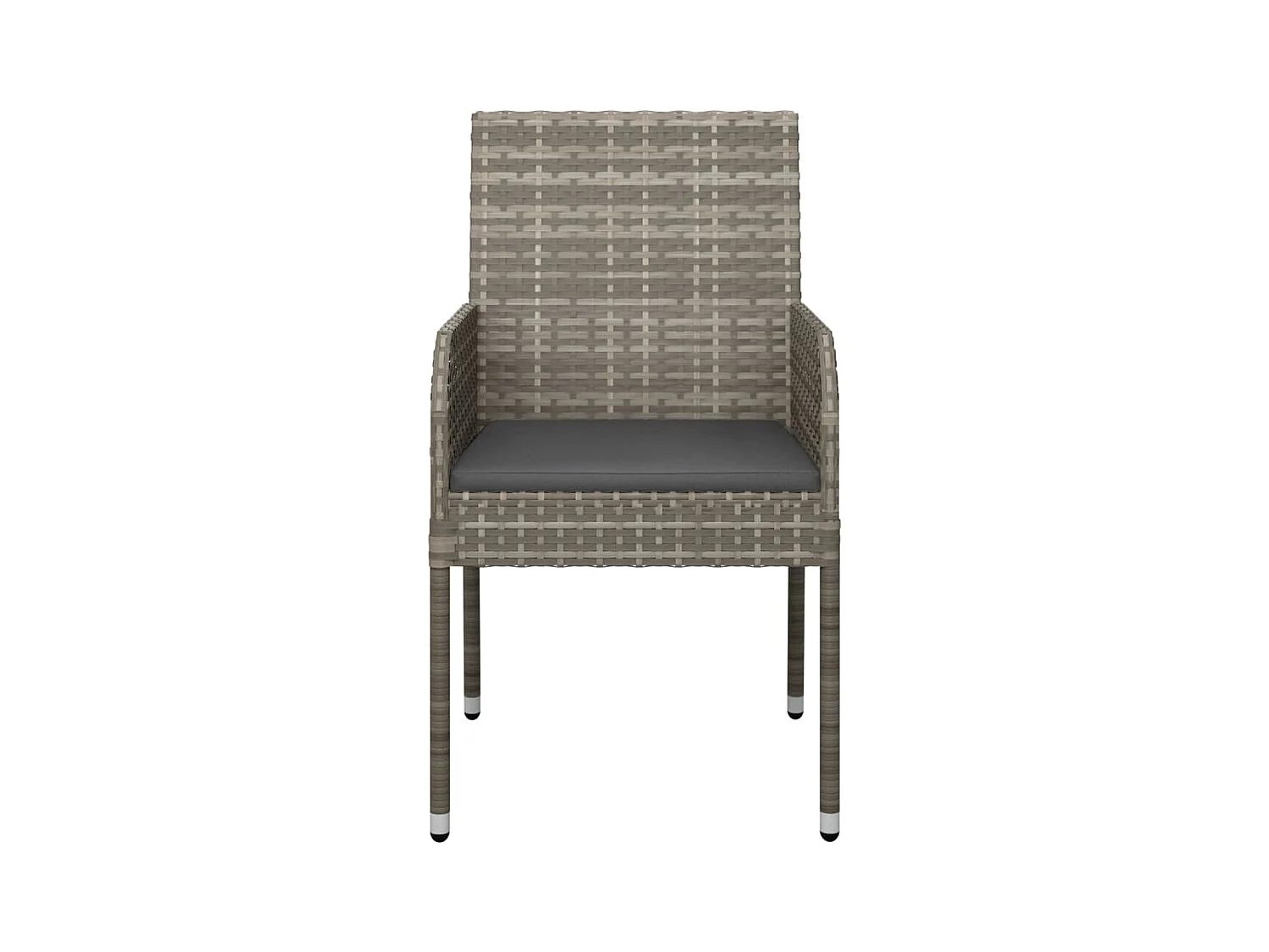 Chaises de jardin avec coussins lot de 4 Résine tressée Gris