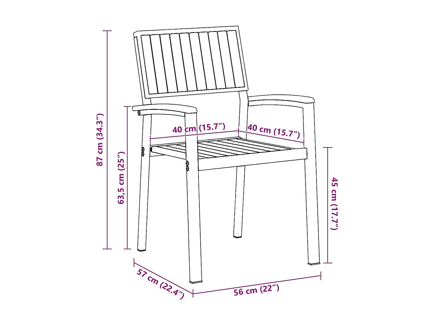Chaise de jardin 8 pcs Marron 56 x 57 x 87 cm