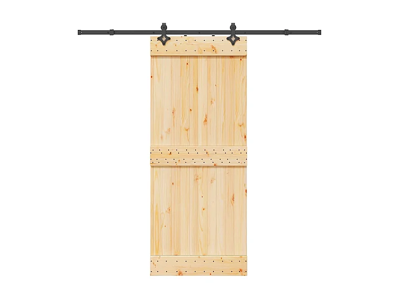 Porte coulissante et kit de quincaillerie 85x210 cm pin massif