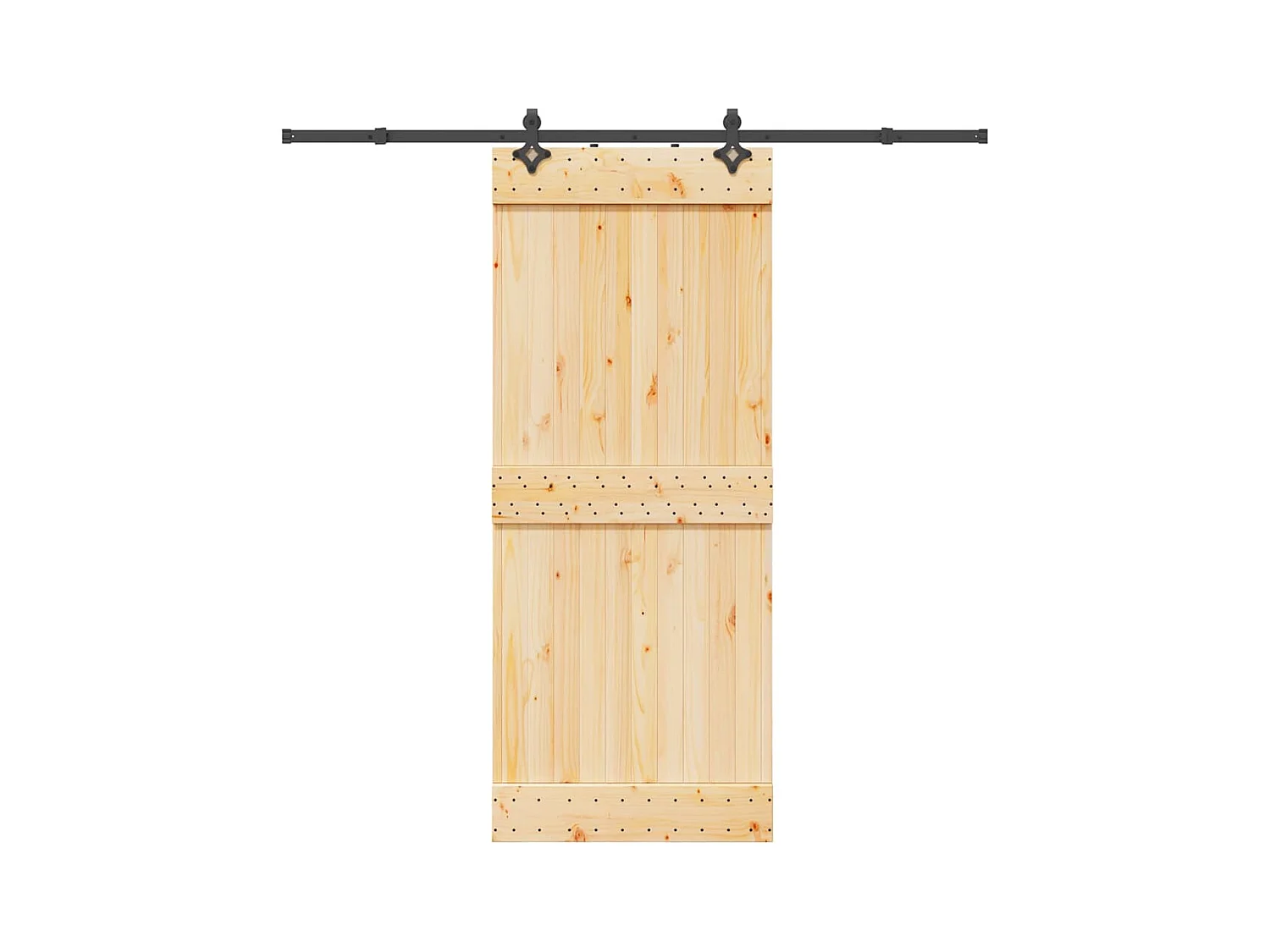 Schuifdeur en beslagset 85x210 cm massief grenen