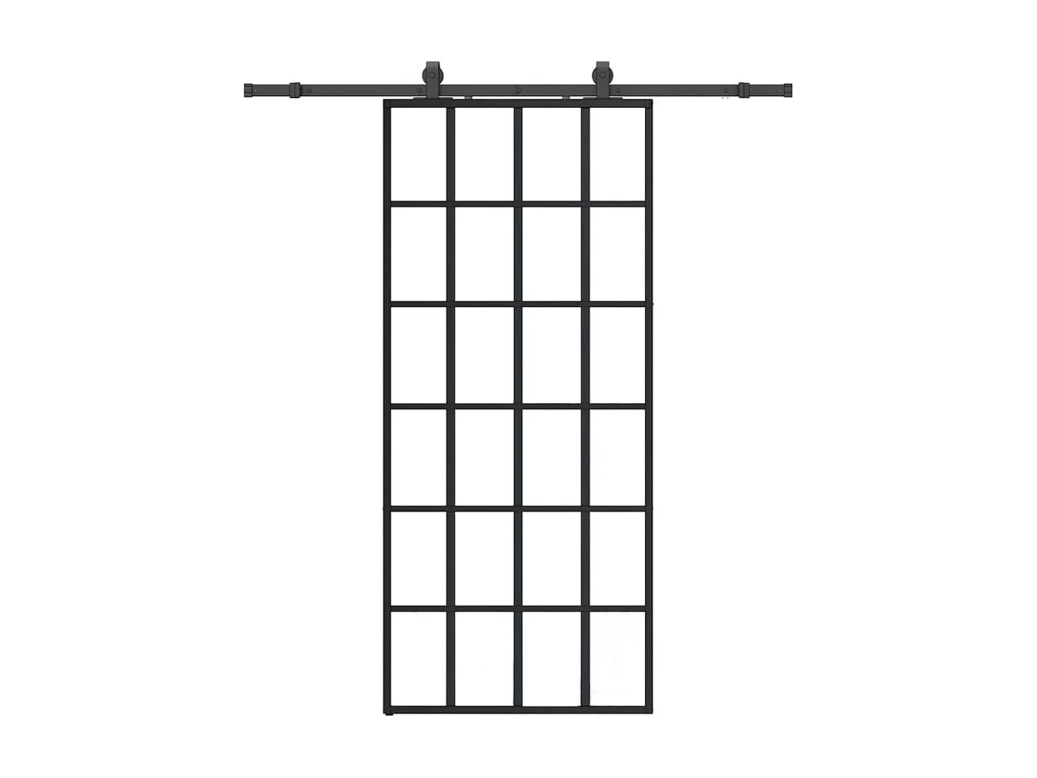 Porte coulissante kit de quincaillerie noir 90x205 cm verre ESG