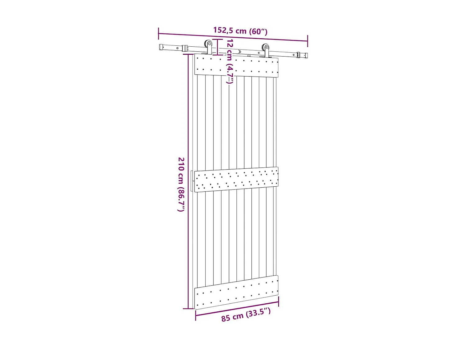 Kit puerta corredera y herrajes 85x210 cm pino macizo