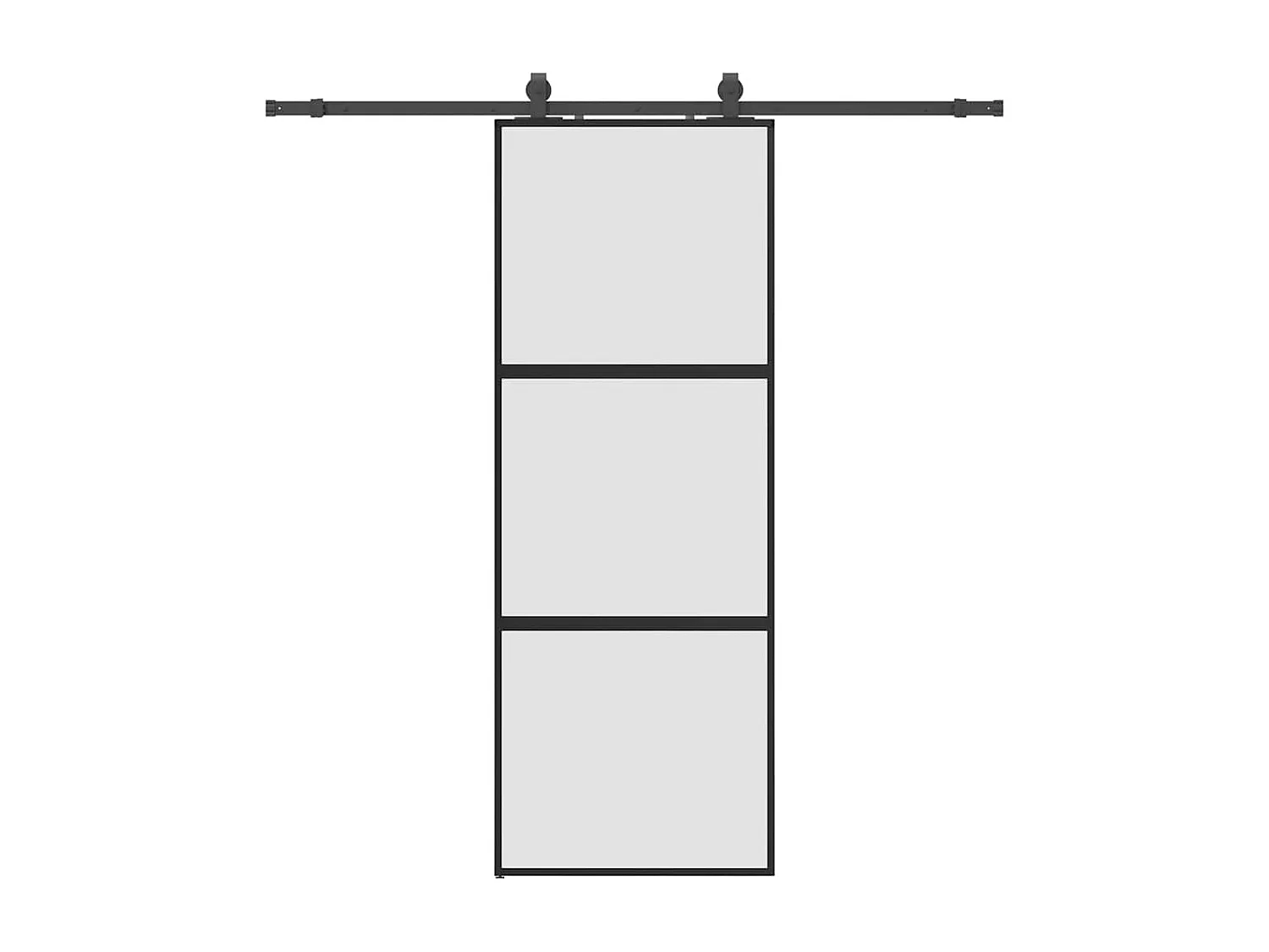 Porte coulissante kit quincaillerie noir 76x205 cm verre trempé