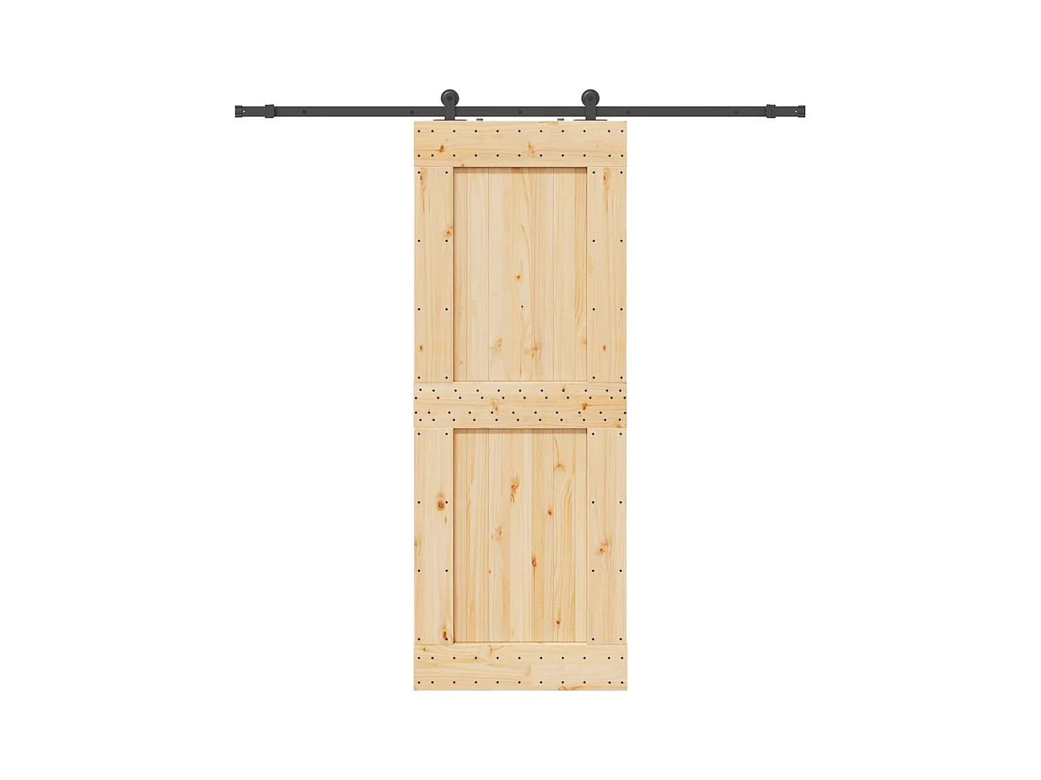 Porte coulissante et kit de quincaillerie 85x210 cm pin massif